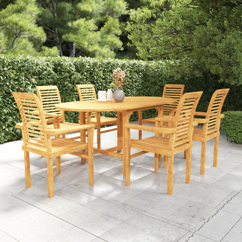 7 Piece Garden Dining Set Solid Teak Wood