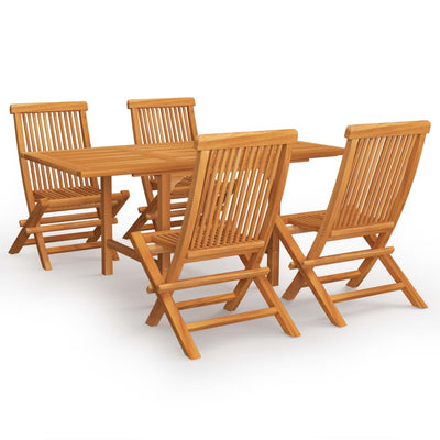 5 Piece Garden Dining Set Solid Teak Wood