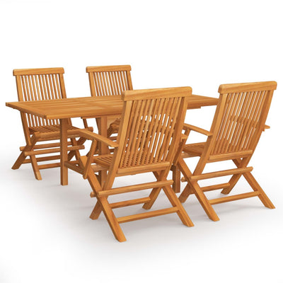 5 Piece Garden Dining Set Solid Teak Wood