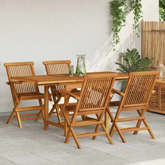 5 Piece Garden Dining Set Solid Teak Wood With armrest 4