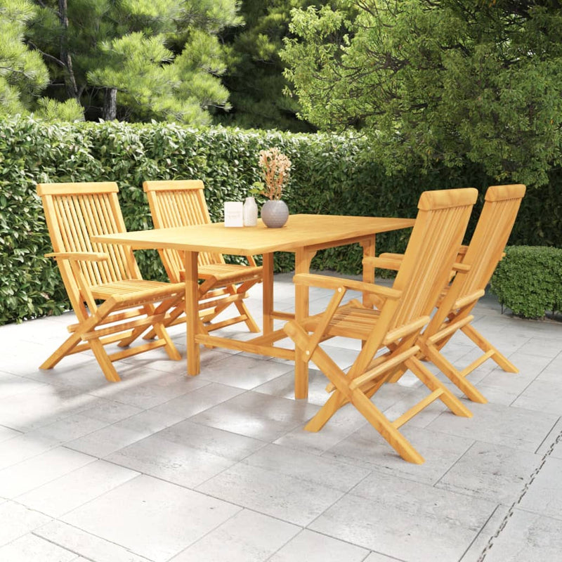 5 Piece Garden Dining Set Solid Teak Wood