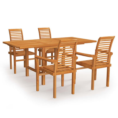 5 Piece Garden Dining Set Solid Teak Wood