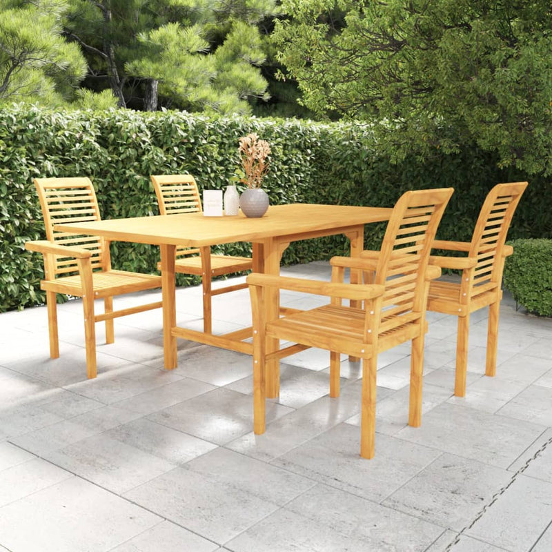 5 Piece Garden Dining Set Solid Teak Wood