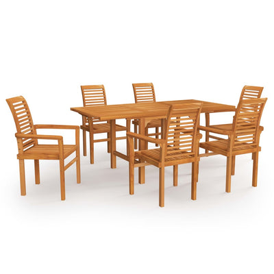 7 Piece Garden Dining Set Solid Teak Wood