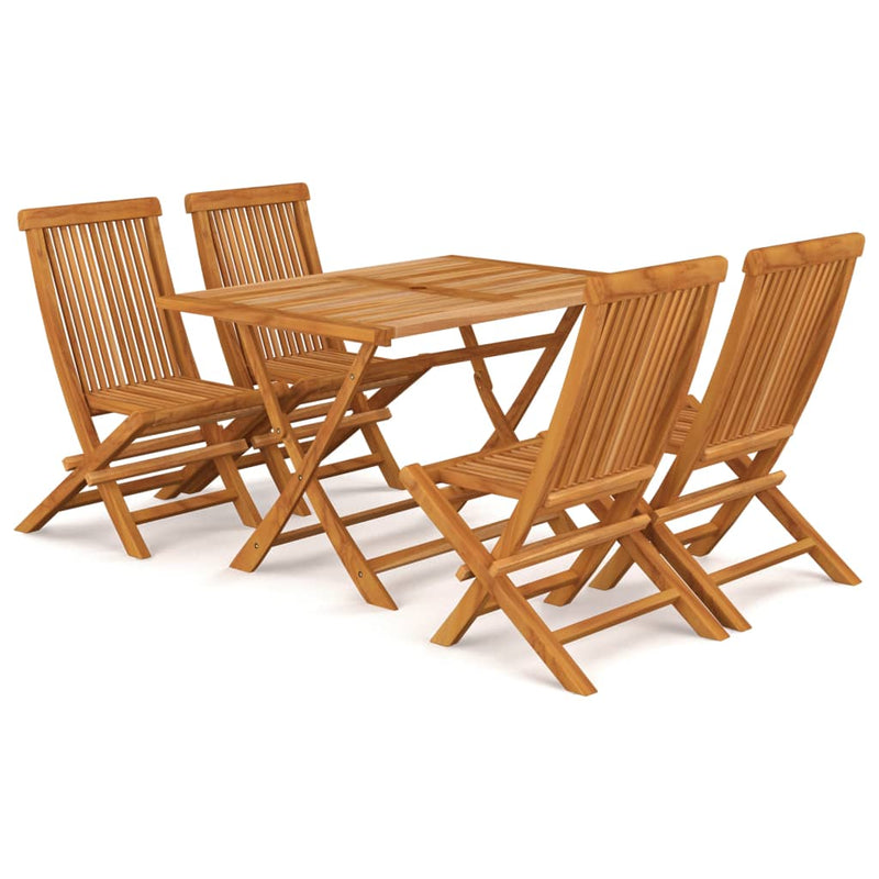 5 Piece Garden Dining Set Solid Teak Wood