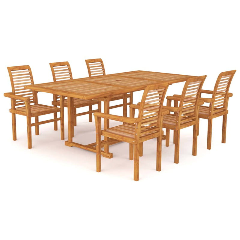 7 Piece Garden Dining Set Solid Teak Wood