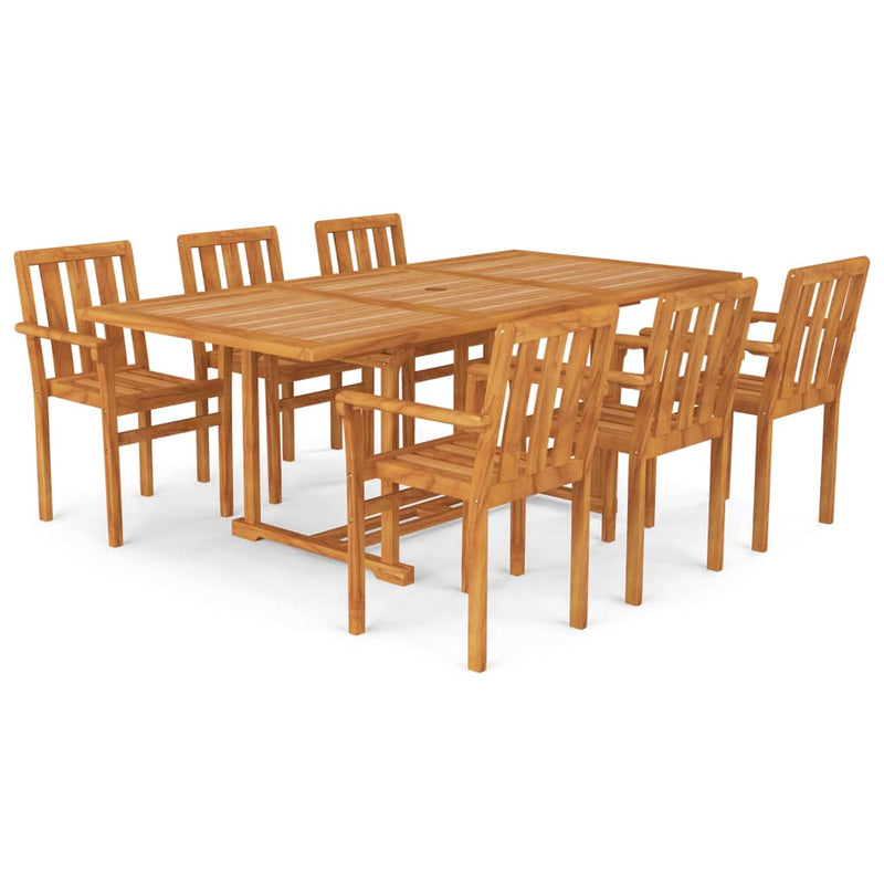 7 Piece Garden Dining Set Solid Teak Wood