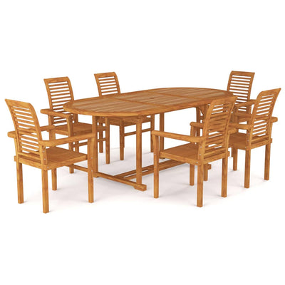 7 Piece Garden Dining Set Solid Teak Wood