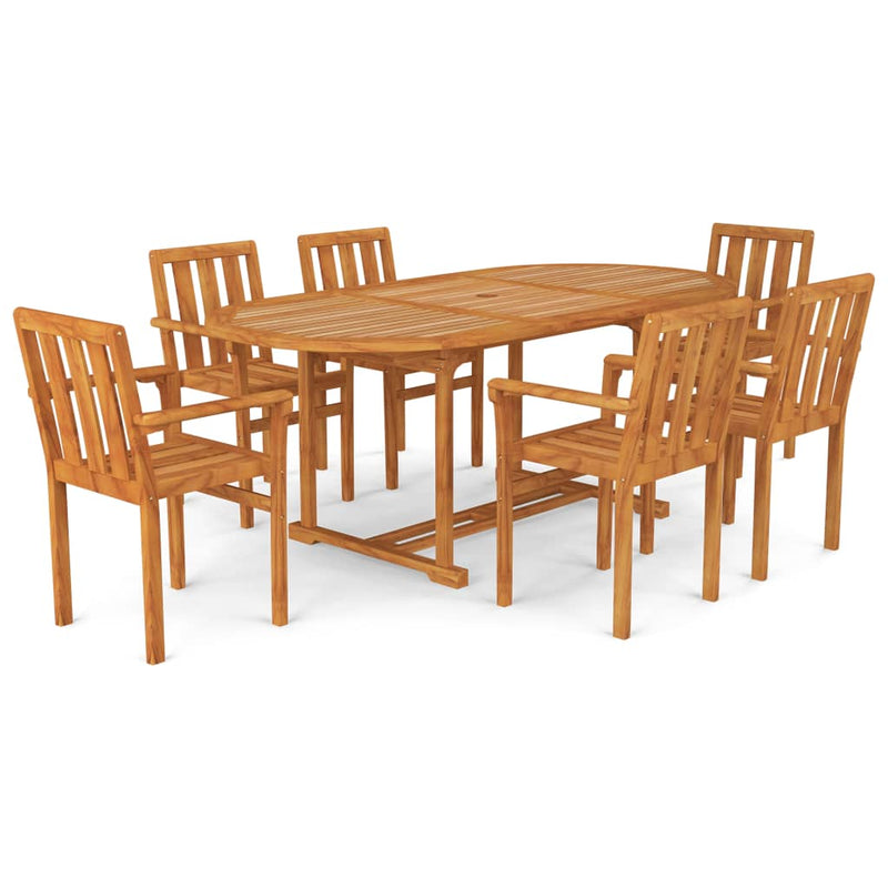 7 Piece Garden Dining Set Solid Teak Wood