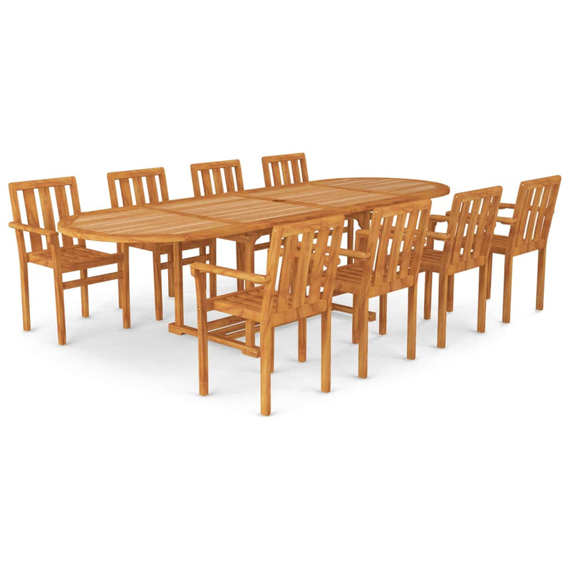 9 Piece Garden Dining Set Solid Teak Wood