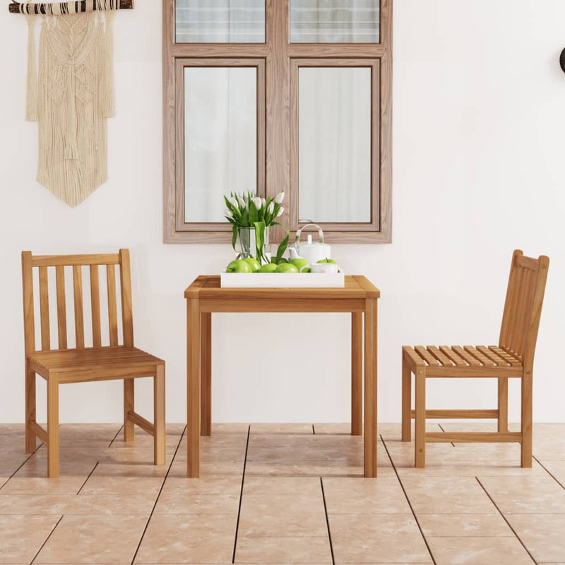 Juego de comedor de jardín de 3 piezas de madera maciza de teca