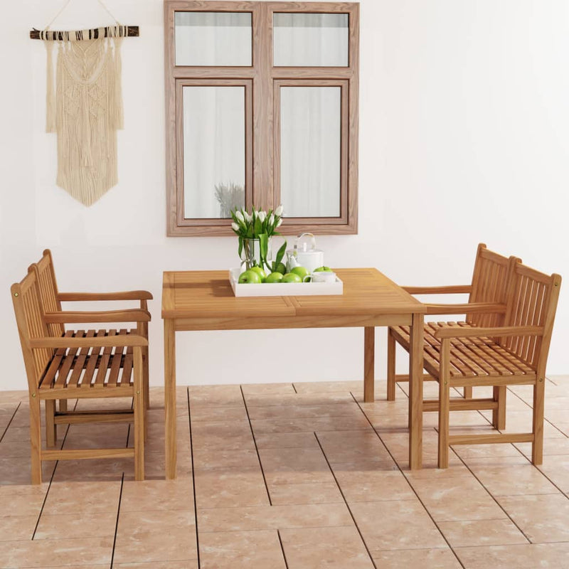 5 Piece Garden Dining Set Solid Teak Wood