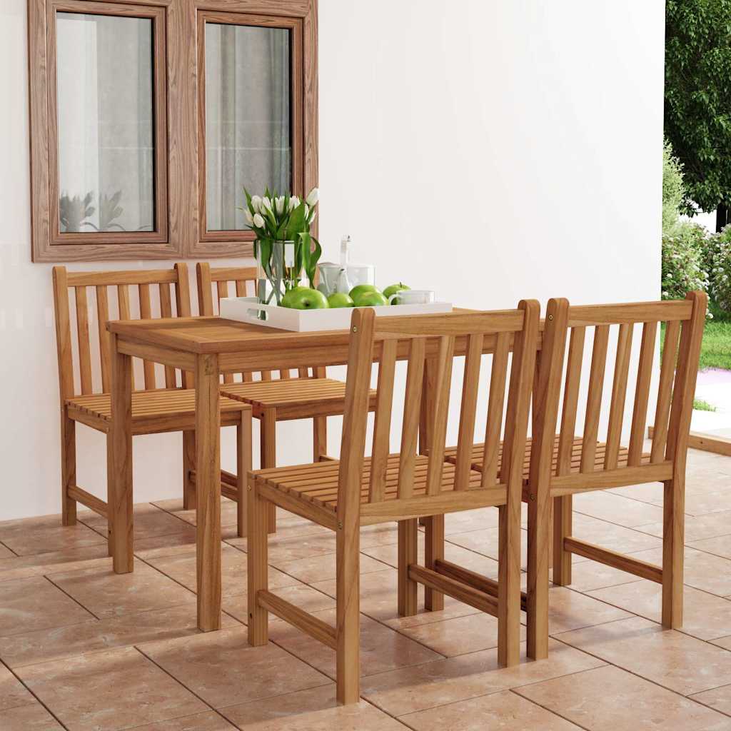 5 Piece Garden Dining Set 120x70 cm Solid Teak Wood 4