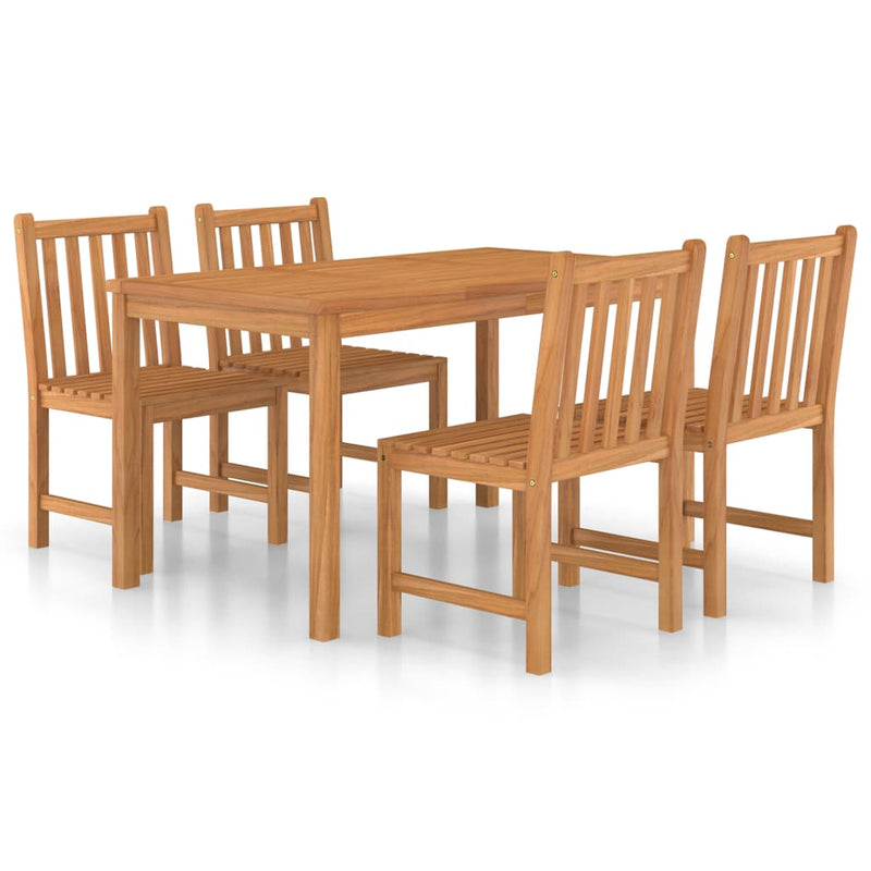 5 Piece Garden Dining Set Solid Teak Wood