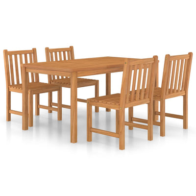 5 Piece Garden Dining Set Solid Teak Wood