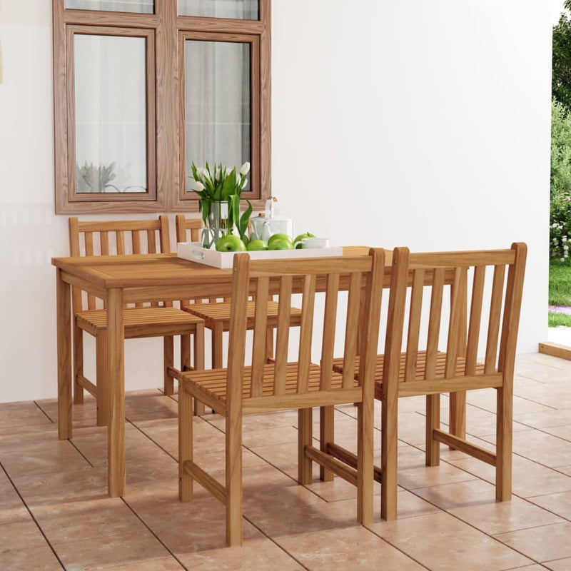 5 Piece Garden Dining Set Solid Teak Wood