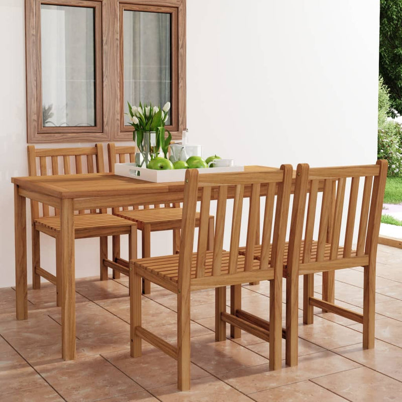 5 Piece Garden Dining Set Solid Teak Wood