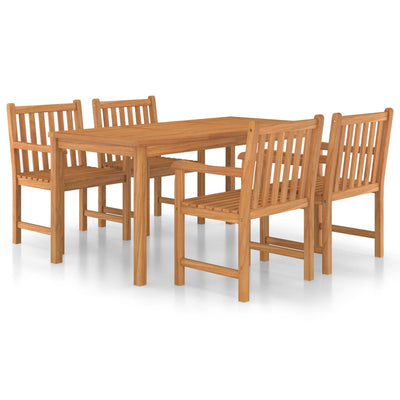 5 Piece Garden Dining Set Solid Teak Wood