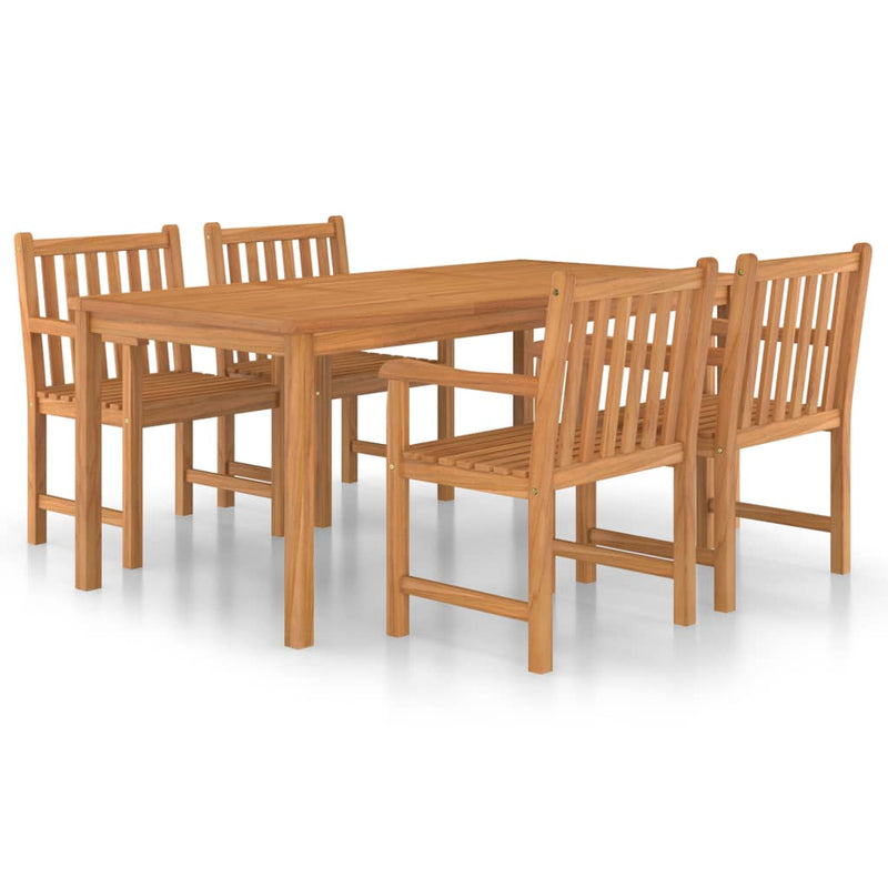 5 Piece Garden Dining Set Solid Teak Wood