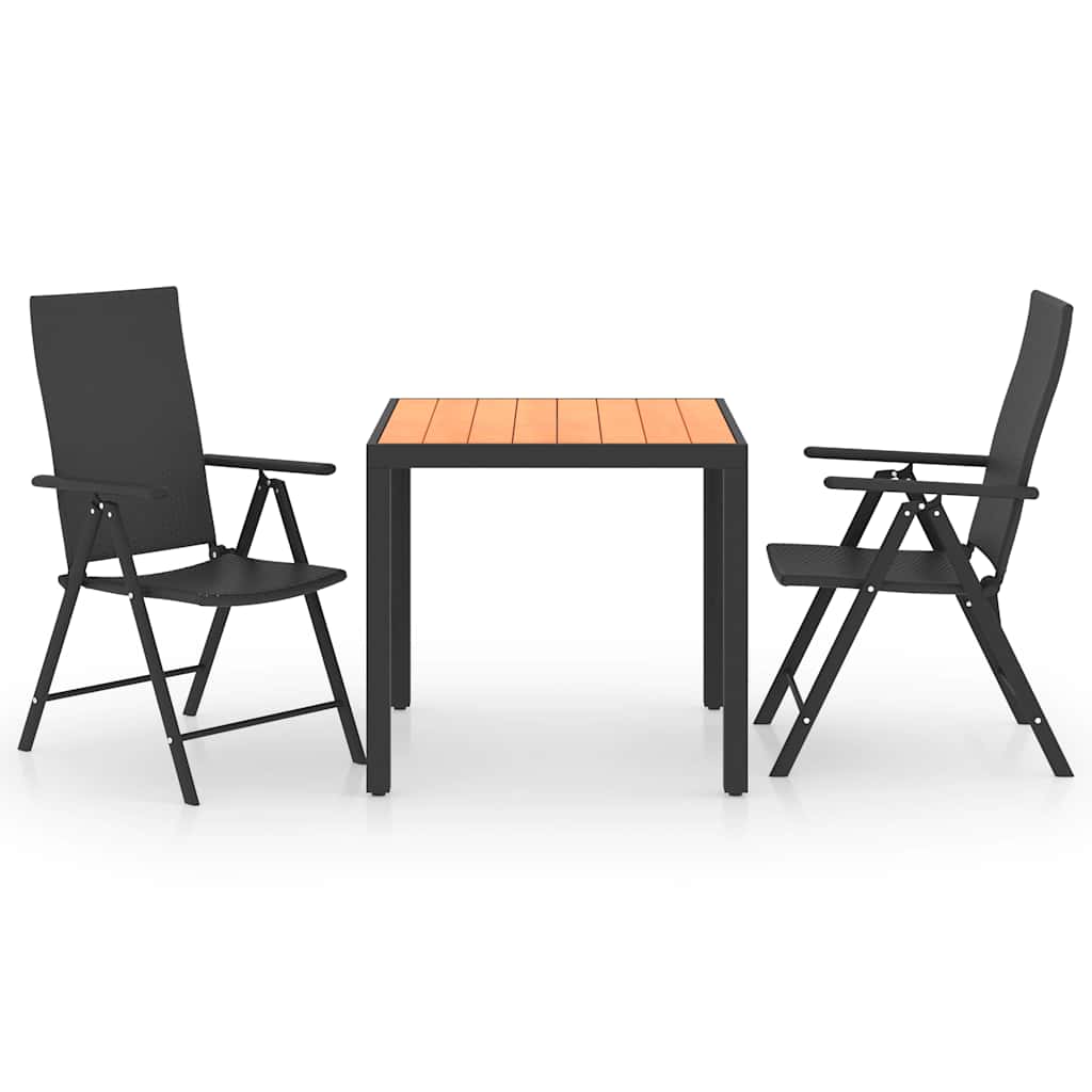 vidaXL 3 Piece Garden Dining Set Black and Brown 2