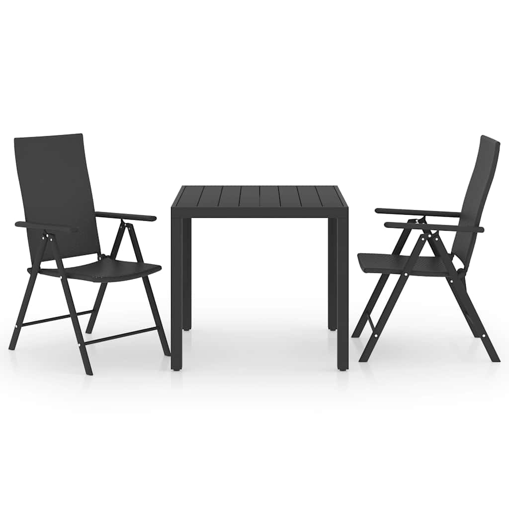vidaXL 3 Piece Garden Dining Set Black 2