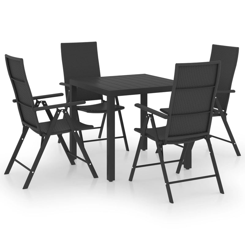 5 Piece Garden Dining Set Black