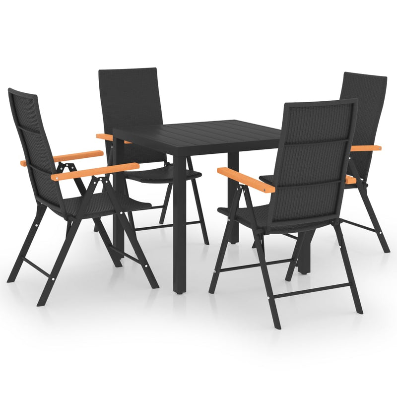 5 Piece Garden Dining Set Black and Brown