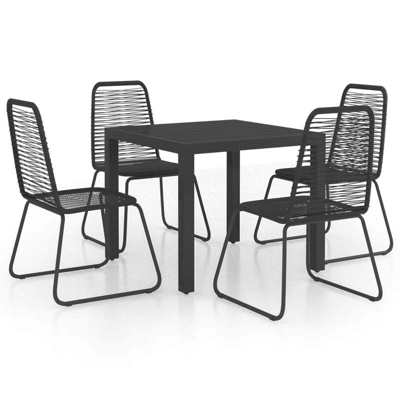 5 Piece Garden Dining Set PVC Rattan Black