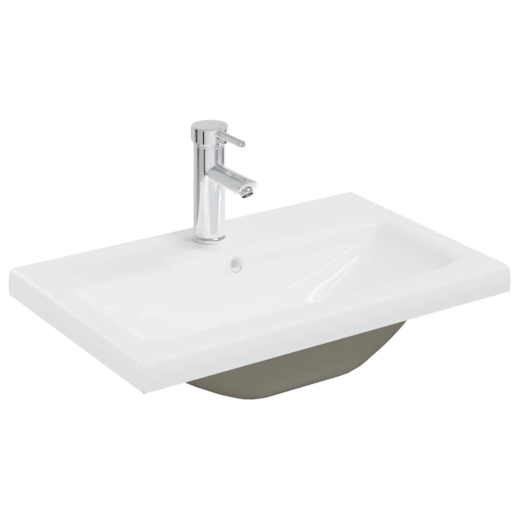Built-in Basin with Faucet Ceramic White 61 x 39 x 18 cm