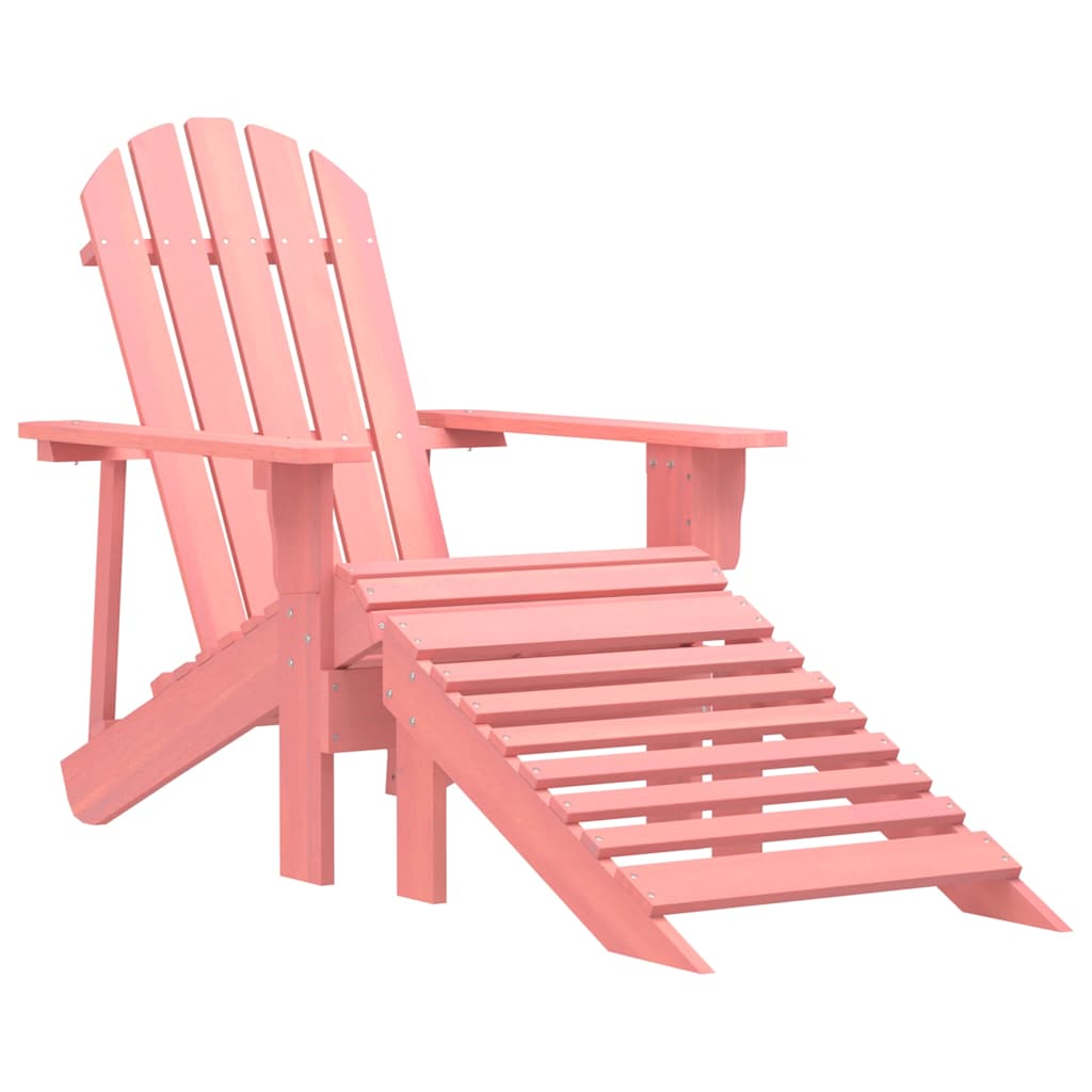 Garden Adirondack Chair with Ottoman Solid Fir Wood Pink