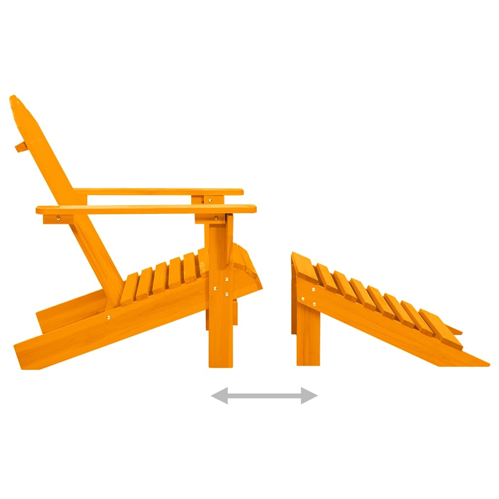 vidaXL Garden Adirondack Chair with Ottoman Solid Fir Wood Orange 5