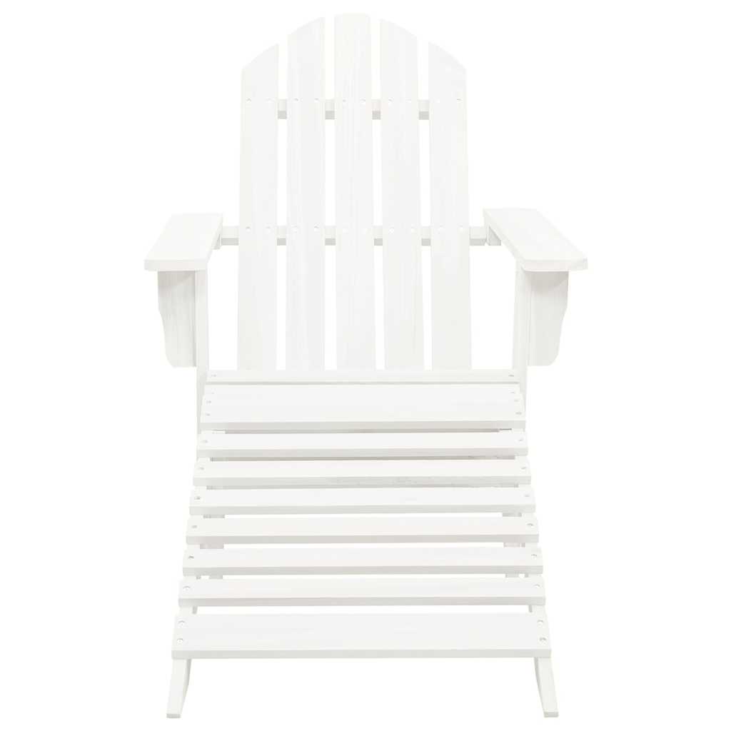 Garden Adirondack Chair with Ottoman&Table Solid Fir Wood White
