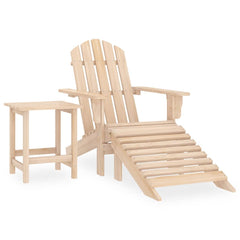 Garden Adirondack Chair with Ottoman&Table Solid Fir Wood Light brown