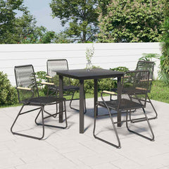 3 Piece Garden Dining Set Black PVC Rattan 4