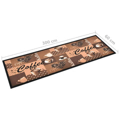vidaXL Kitchen Carpet | Coffee brown | Polyamide, Latex | 300x60 cm | Non-slip 5