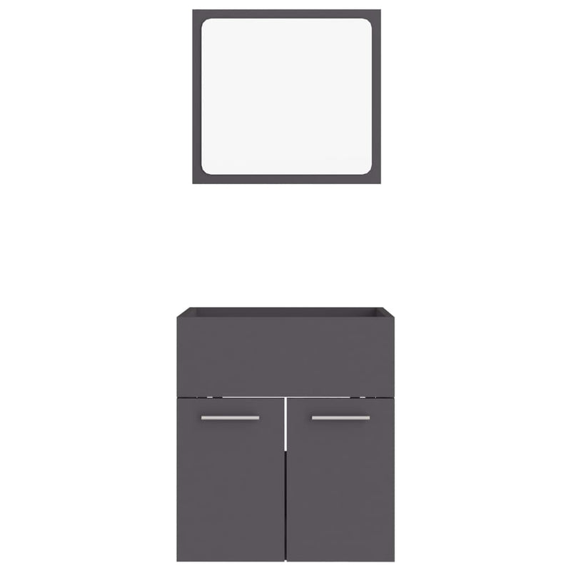 2 Piece Bathroom Furniture Set Grey Engineered Wood