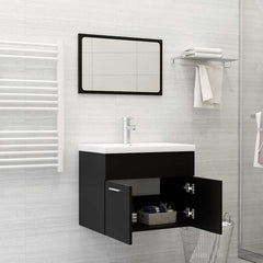 2 Piece Bathroom Furniture Set Engineered Wood Black