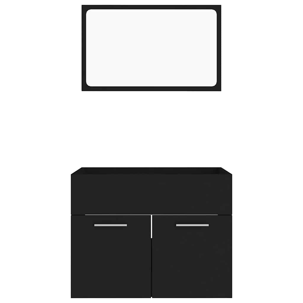 2 Piece Bathroom Furniture Set Engineered Wood Black