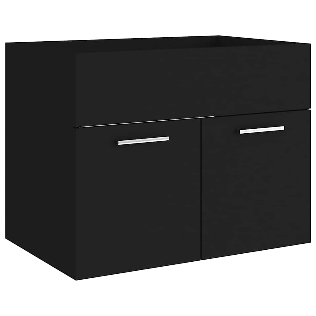 2 Piece Bathroom Furniture Set Engineered Wood Black