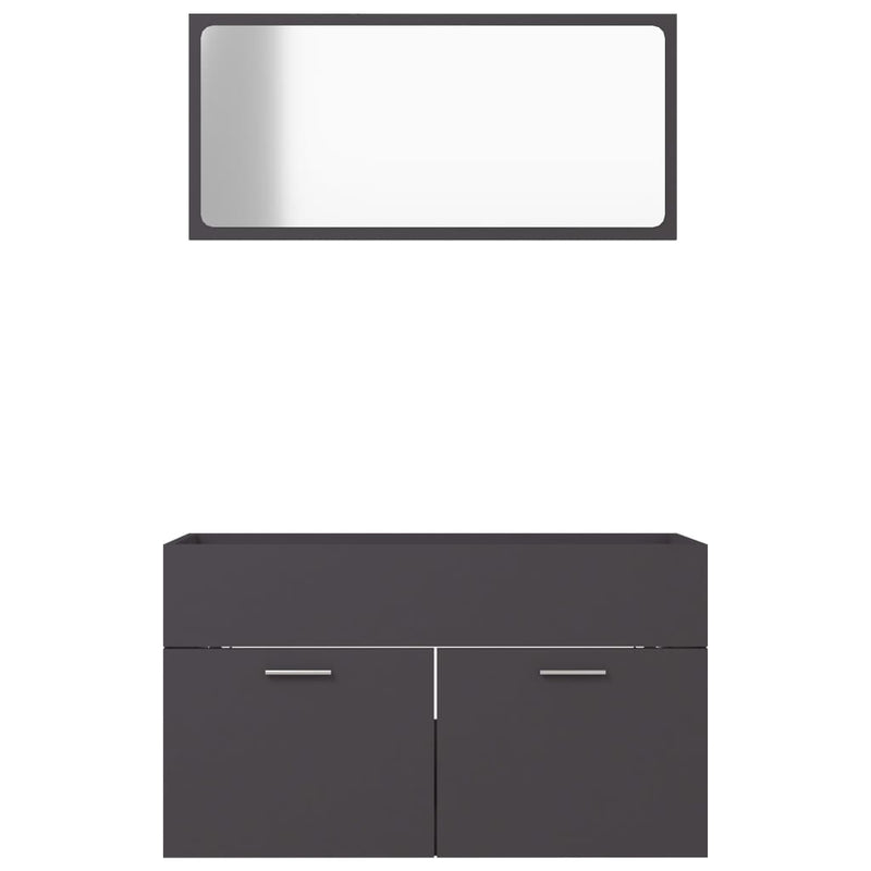 2 Piece Bathroom Furniture Set Grey Engineered Wood