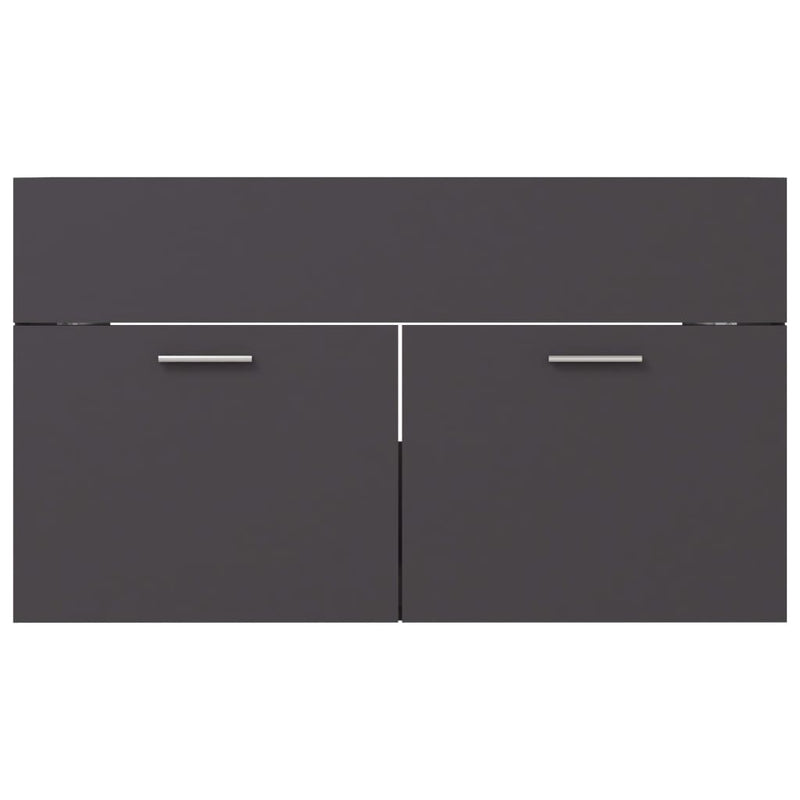 2 Piece Bathroom Furniture Set Grey Engineered Wood