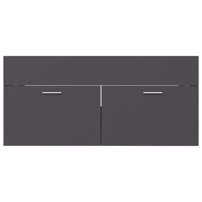 2 Piece Bathroom Furniture Set Grey Engineered Wood