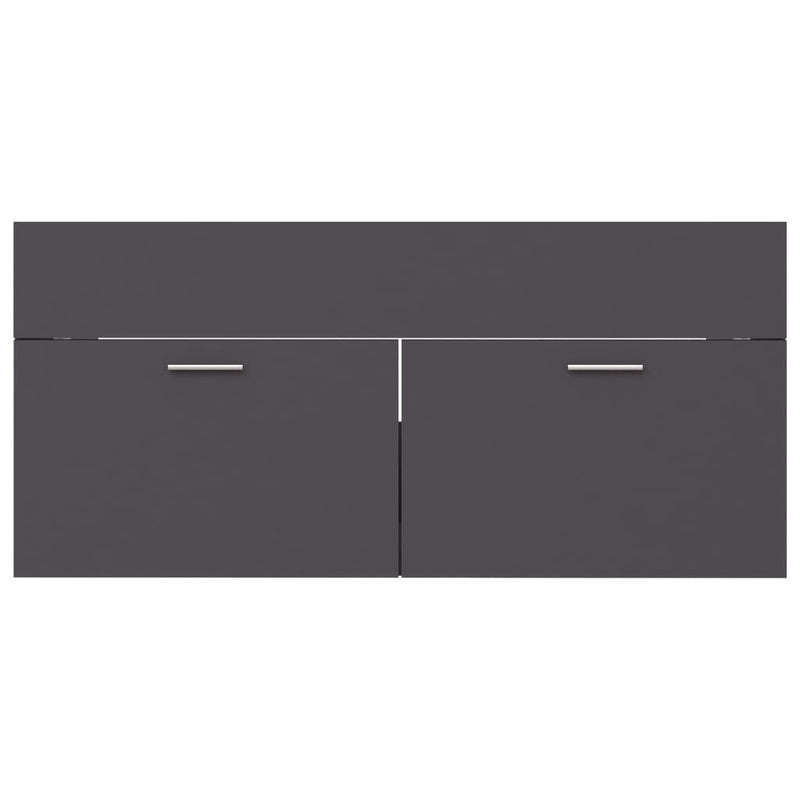 2 Piece Bathroom Furniture Set Grey Engineered Wood