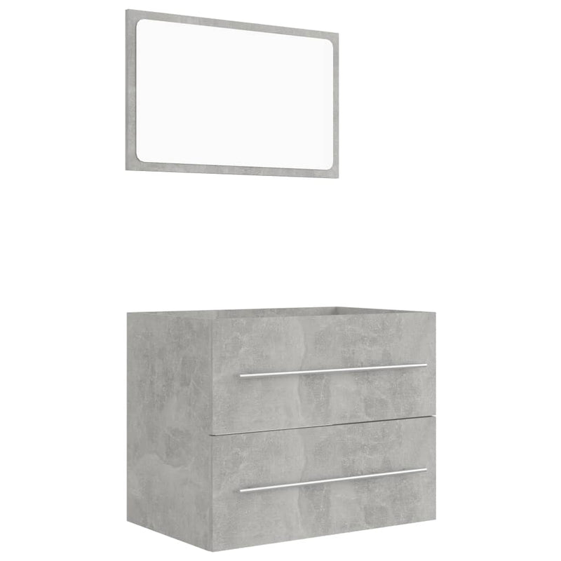 2 Piece Bathroom Furniture Set Concrete Grey Engineered Wood