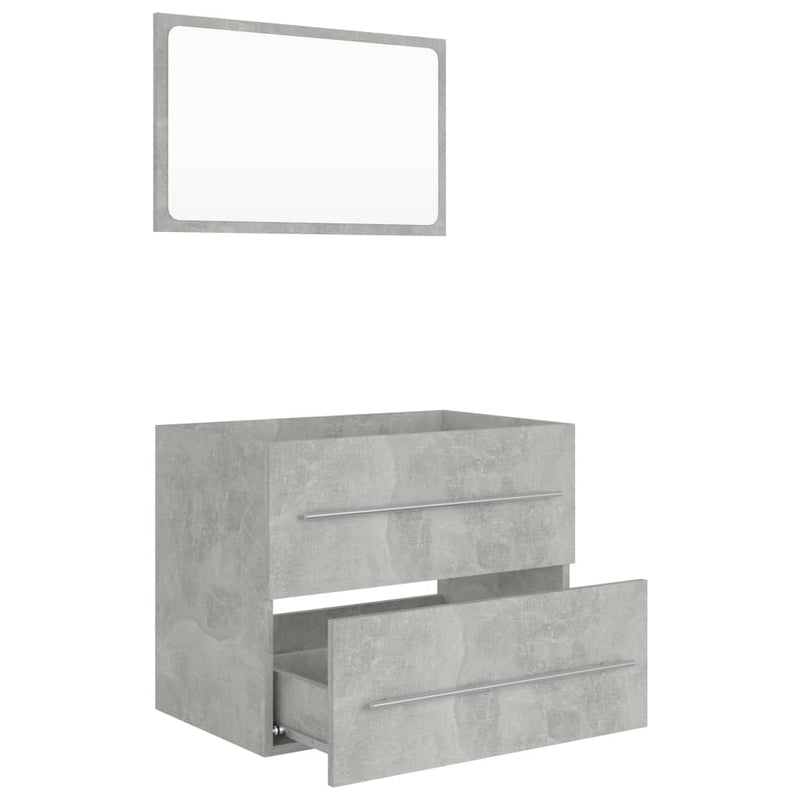 2 Piece Bathroom Furniture Set Concrete Grey Engineered Wood