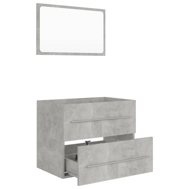 2 Piece Bathroom Furniture Set Concrete Grey Engineered Wood