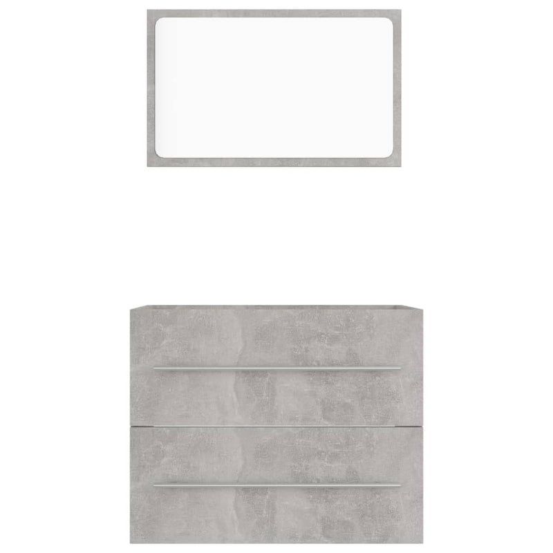 2 Piece Bathroom Furniture Set Concrete Grey Engineered Wood