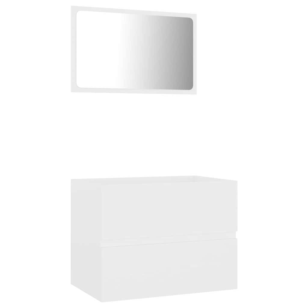 vidaXL Bathroom Furniture Set | White | Engineered Wood, Acrylic | Medium 2