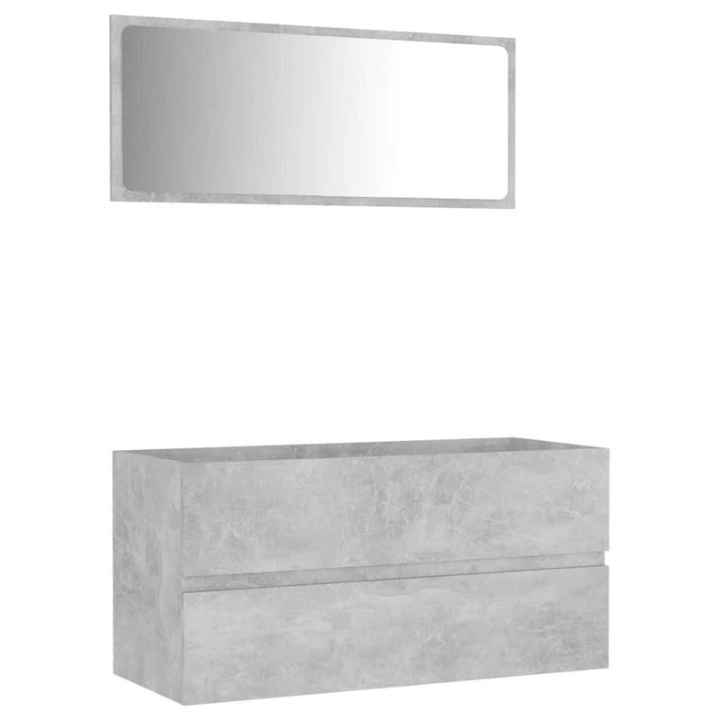 2 Piece Bathroom Furniture Set Concrete Grey Engineered Wood