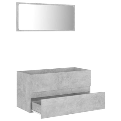 2 Piece Bathroom Furniture Set Concrete Grey Engineered Wood